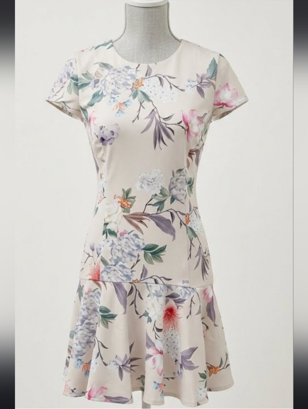 Amanda Uprichard Hudson Verbena Cream Floral Mini Dress